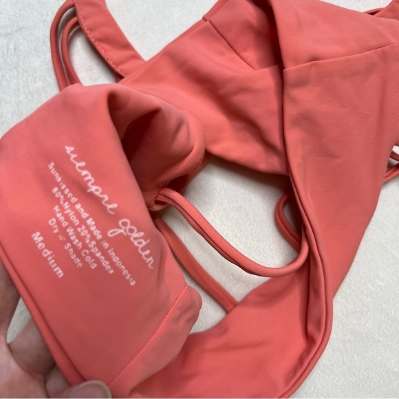 Siempre Golden Coral Pink Strappy Bikini Top - Picture 3 of 5